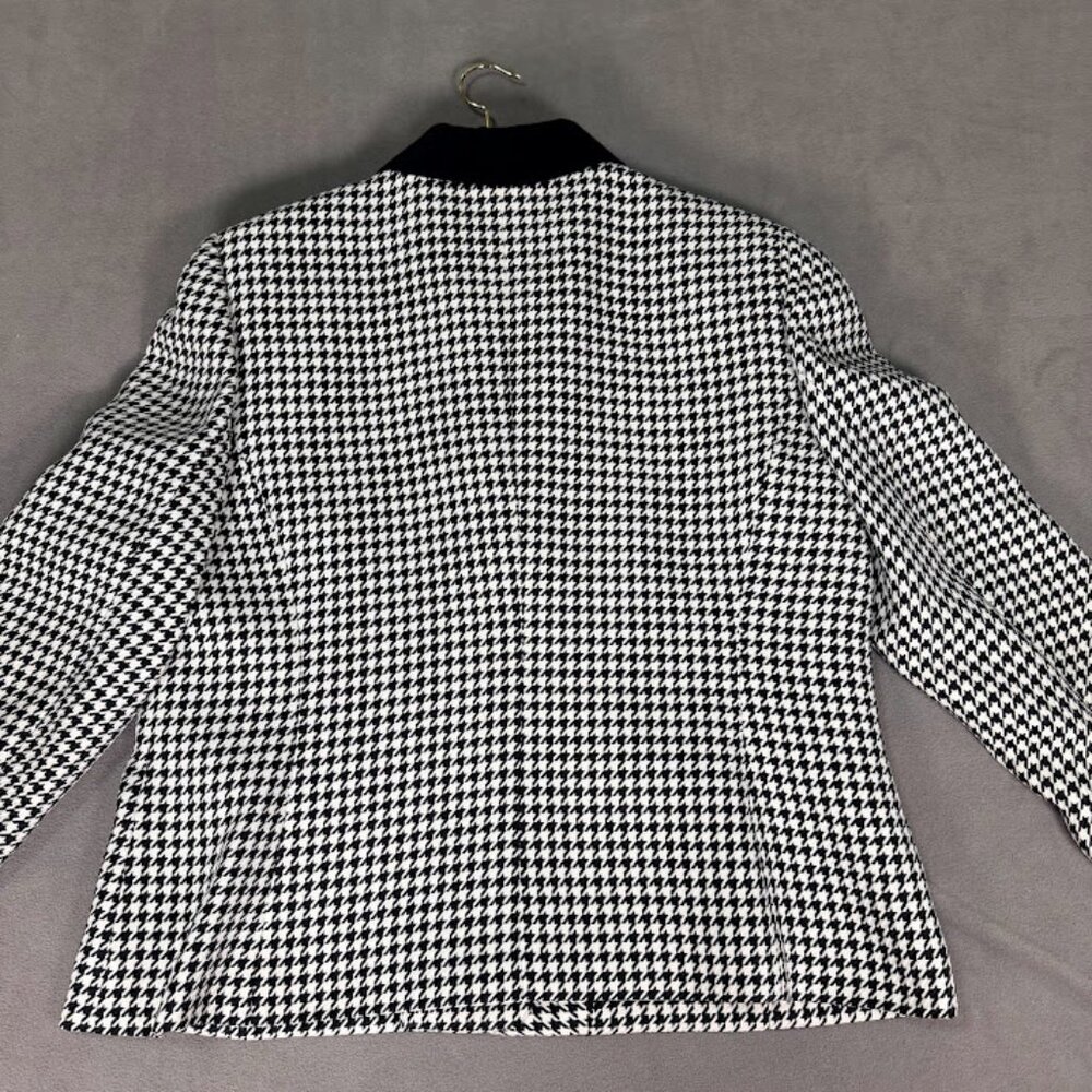 Kasper Chic Designer Black White Houndstooth Blazer/Suit Jacket Sz 18- Classic - Picture 7 of 9